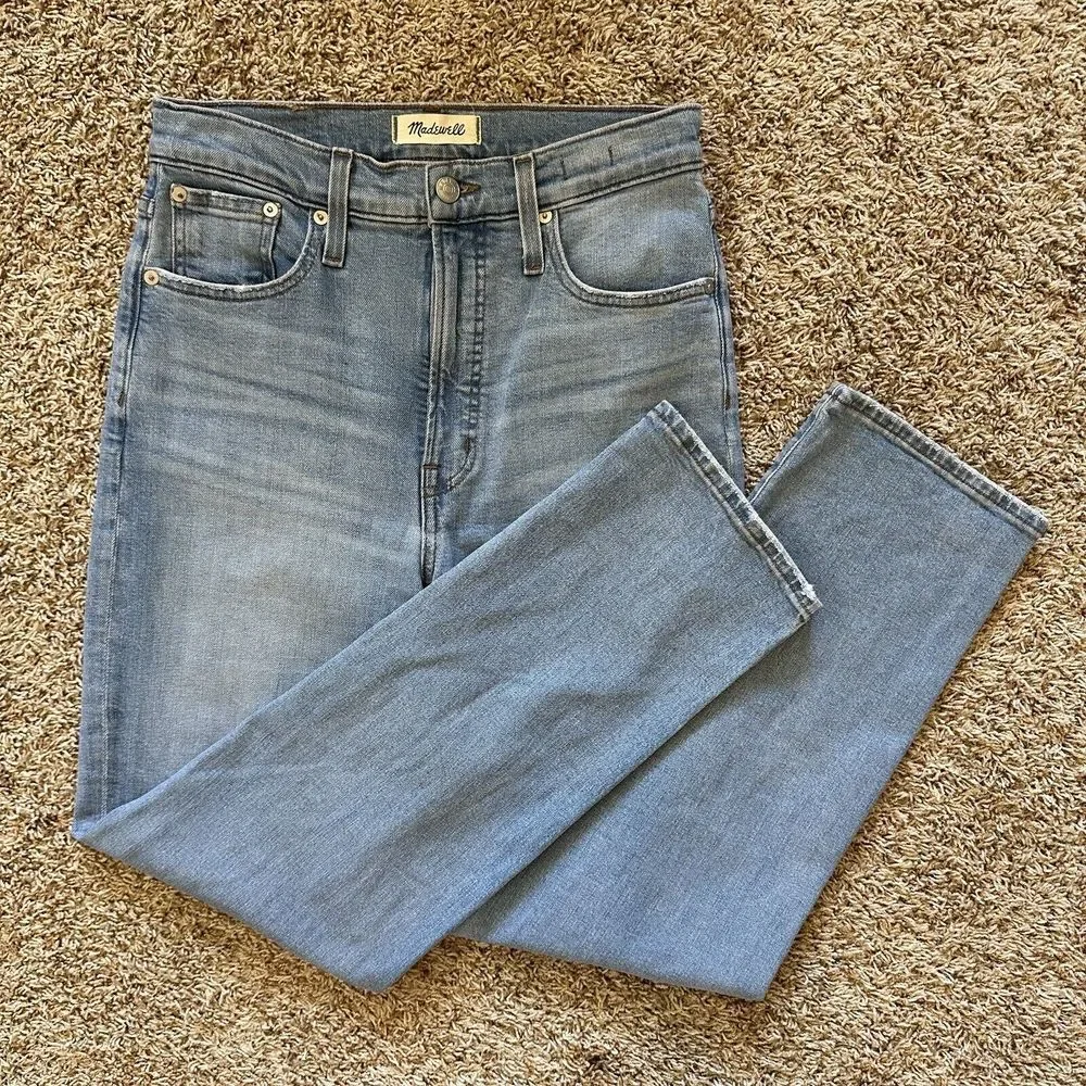 Madewell Womens Size 27 Perfect Vintage Straight Jeans Distressed Light Wash - Picture 1 of 8